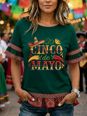 Women's Cinco de Mayo Print Casual T-Shirt