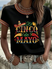 Women's Cinco de Mayo Print Casual T-Shirt