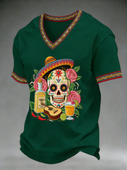 Men's Cinco De Mayo Print Short-Sleeve  V-neck T-shirt