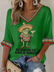 Women's Funny Frog Did Someone Say Cinco De Drinko? Casual Waffle Top