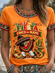 Women's Mexican Cinco de Mayo Printed short-sleeved T-shirt