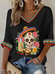 Women's Cinco De Mayo Print Waffle T-shirt