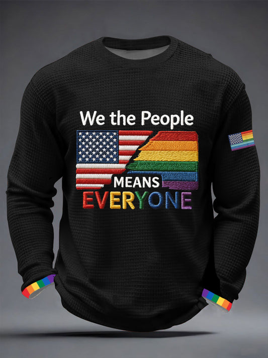 Men's 'We The People Means Everyone' Printed  Waffle Long Sleeve T-Shirt