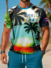 Men's Puerto Rico Print Vacation T-shirt