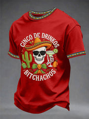 Men's Funny Cinco De Mayo Bitchachos Skull Print Tee