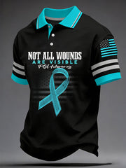 Men's PTSD Awareness Veteran Printed Casual Tops