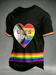 Men's Pride Month Love Is Love Printed Short Sleeve  T-shirt