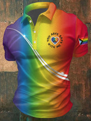Men's Pride Month Rainbow-Print Casual Short Sleeve Top