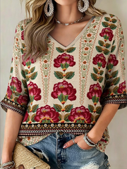 Women's Cinco de Mayo Mid-length Sleeves V-Neck T-Shirt