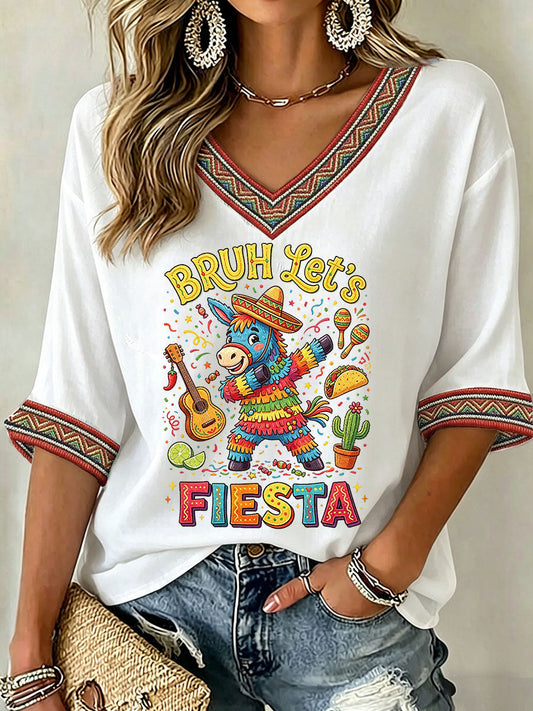 Women's Cinco de Mayo Print Casual T-shirt