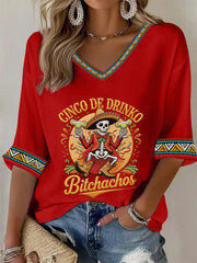 Women's Cinco De Mayo Print Waffle T-shirt