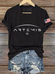 Women's Artemis II 2026 Print Casual V-Neck Tee