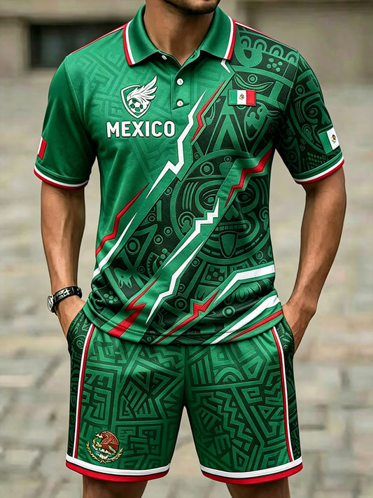 Men's Mexico Football Lover Art Printed Sets