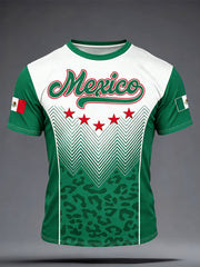 Men's Mexico Football Lover Art Printed T-shirt