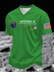 Men's Artemis II 2026 Print V-neck Tee
