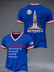 Men's Artemis II To The Moon And Beyond V-neck Short Sleeve T-shirt