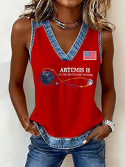 Women's Artemis II 2026 Print Print V-Neck Tee