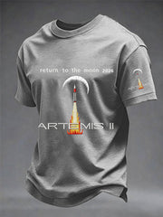 Men's Artemis II 2026 Return To The Moon For All Humanity Print Casual Tee
