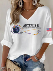 Women's Artemis II 2026 Print Print Waffle V-Neck Top