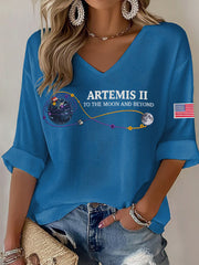 Women's Artemis II 2026 Print Print Waffle V-Neck Top