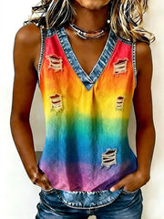 Women's Pride Month Rainbow Art  Printed Vest