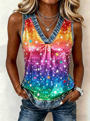 Women's Pride Month Rainbow Art  Printed Vest