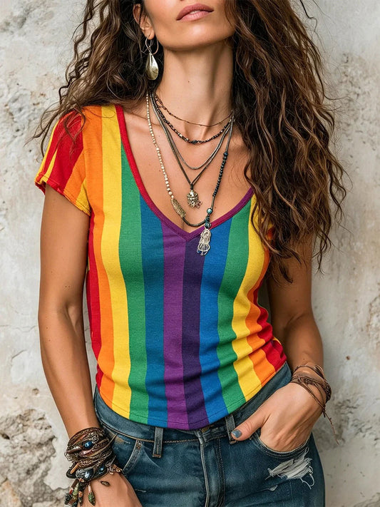 Women's Rainbow Art Casual T-Shirt