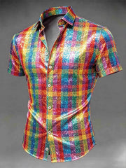Men's LGBT Pride Month Rainbow Art Short Sleeve Shirt