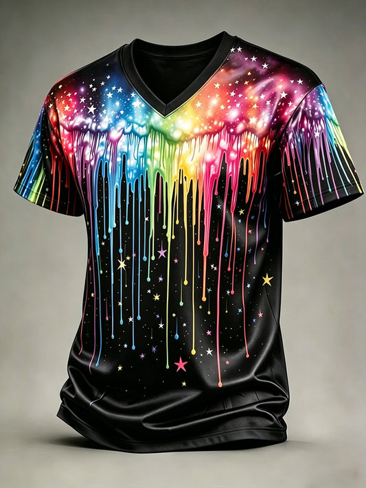 Men's LGBT Pride Month Rainbow Art  V-neck T-shirt