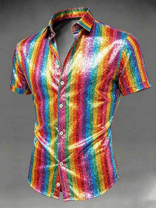 Men's LGBT Pride Month Rainbow Art Short Sleeve Shirt