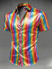 Men's LGBT Pride Month Rainbow Art Short Sleeve Shirt