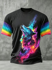 Men's Rainbow Animal Art Print Casual T-Shirt