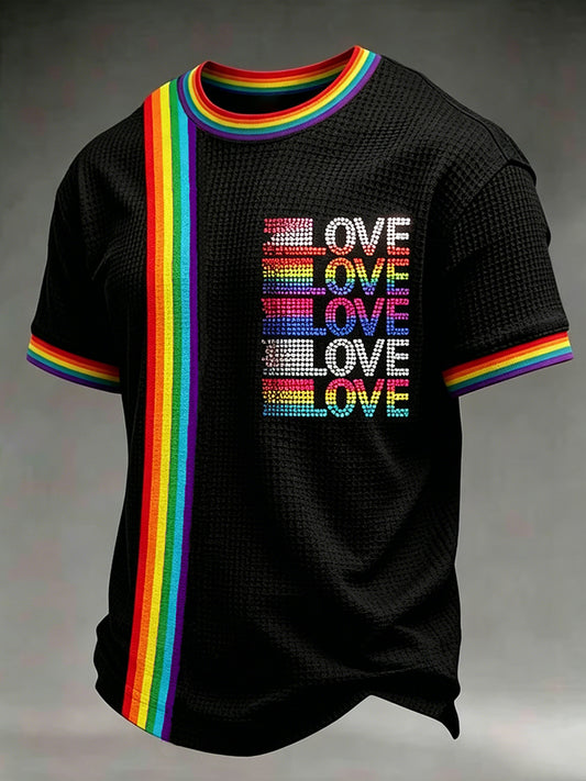 Men's LGBT Pride Month Rainbow Art  Waffle Short Sleeve Tee