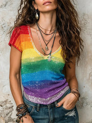 Women's Rainbow Art Casual T-Shirt