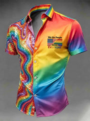 Men's LGBT Pride Month Rainbow Art   Short Sleeve Shirt