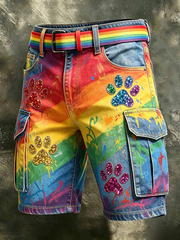 Men's Rainbow Dog Paw Shorts