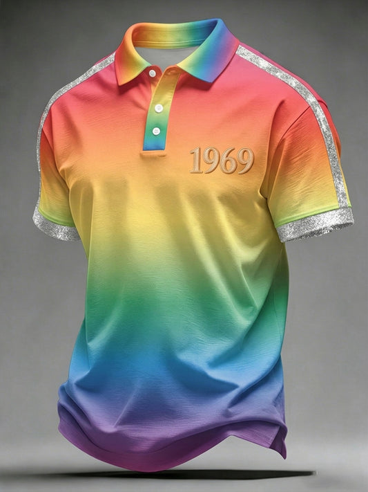 Men's LGBT Rainbow Month Rainbow Art Print Short Sleeve Top
