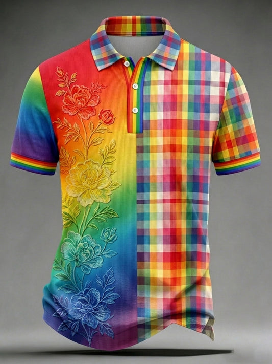 Men's LGBT Rainbow Month Rainbow Art Print Short Sleeve Top