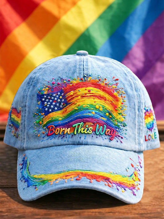 Unisex LGBT Rainbow  Flag "Born This Way" Art Print Hat