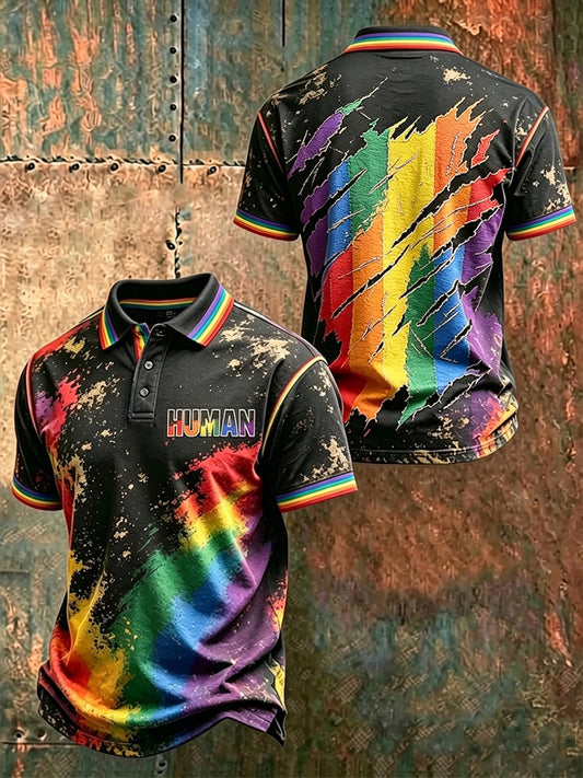 Men's LGBT Rainbow Month Rainbow Art Print Short Sleeve Top