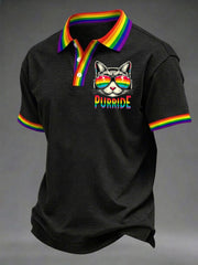 Men's Pride Month Rainbow Print Casual Polo