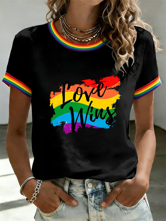 Women's Love Wins Pride Month Print Casual Tee