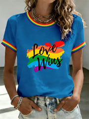 Women's Love Wins Pride Month Print Casual Tee