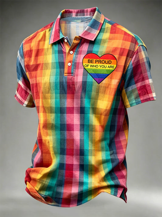 Men's Be Proud Of Who You Are Pride Month Rainbow Print Casual Polo