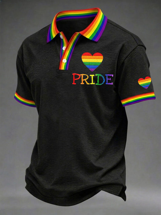 Men's Pride Month Rainbow Print Casual Polo