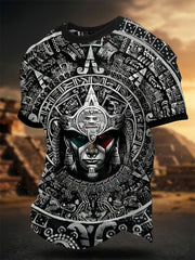 Men's Mexican Aztec Culture Print Casual Tee