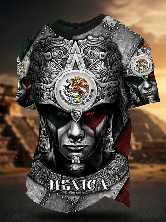 Men's Mexican Aztec Culture Print Casual Tee