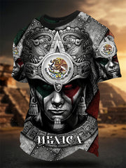 Men's Mexican Aztec Culture Print Casual Tee