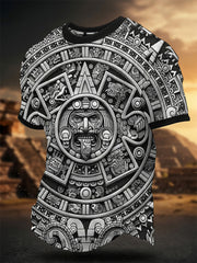 Men's Mexican Aztec Culture Print Casual Tee