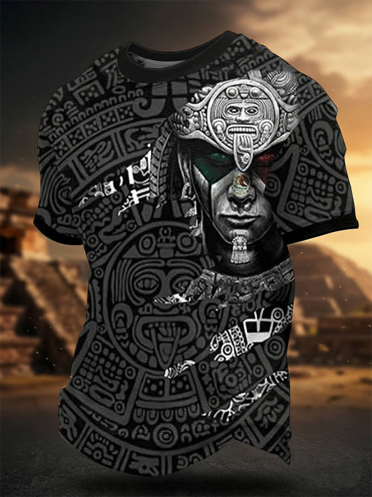 Men's Mexican Aztec Culture Print Casual Tee